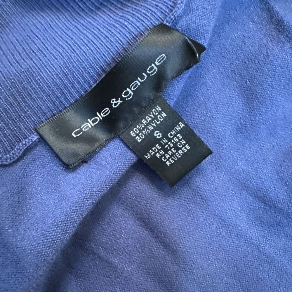 BLUE CARDI Cable And Gauge Size S Rayon Blend Longsleeved Cardigan - Picture 8 of 8